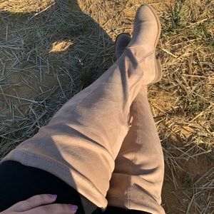 Over the knee wide calf boots